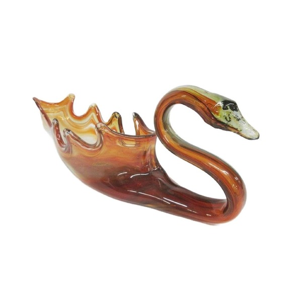 Vintage Hand Blown Stretched Art Glass Swan Candy Dish Planter 1960s 16" Long - Picture 6 of 10